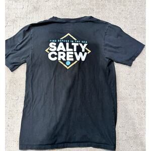 Salty Crew Youth XL Black Graphic T-Shirt Find Refuge In The Sea Logo